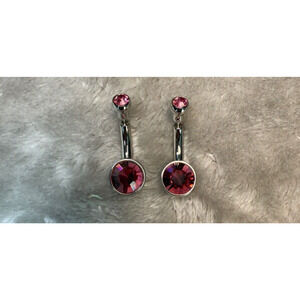 Studiocult Set of 2 Stainless Steel Pink Belly Button Faux Gauge Earrings NEW